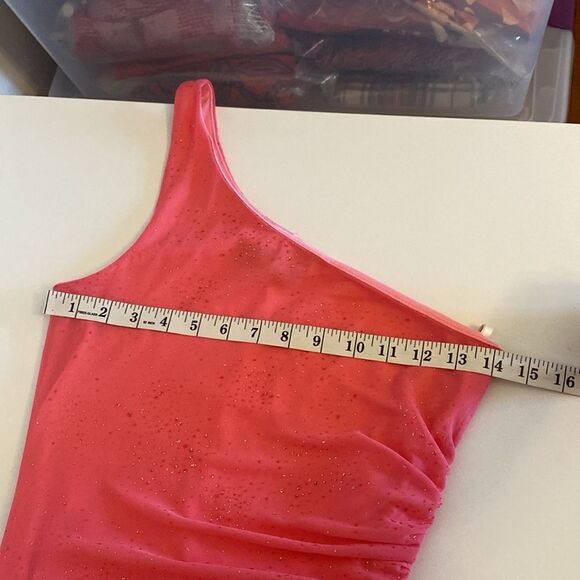 Vintage Late 90's City Triangles Pink One Shoulder Sparkle Maxi Gown Size XS - Picture 11 of 12